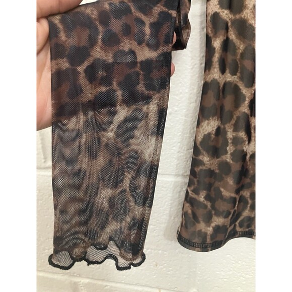 Edited by Remi Bader Women's Long Sleeve Mesh Top Size S Small Leopard Print - Picture 8 of 11